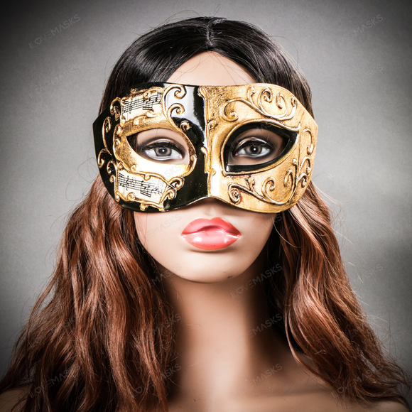 Phantom Of Opera Musical Masquerade Venetian Eye Mask - Black Gold - Picture 6 of 10